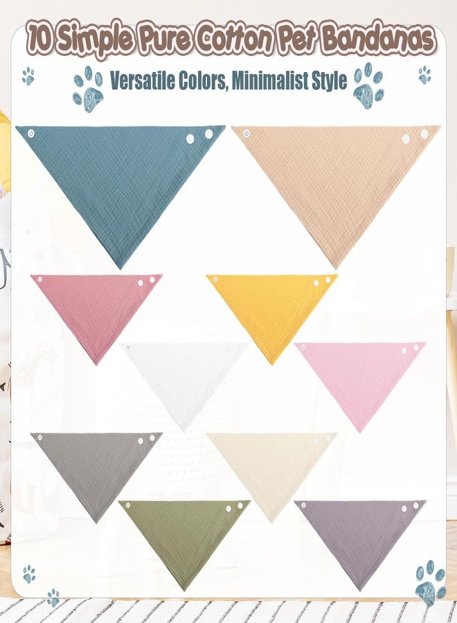 Bunnycool 10 Pcs Muslin Cotton Triangle Bandanas Reversible Pet Bibs Scarf Dog Scarves with Two Snaps Apparel Accessories Kerchief for Small to Medium Puppy Cat(Light & Bright Color) - Image 5